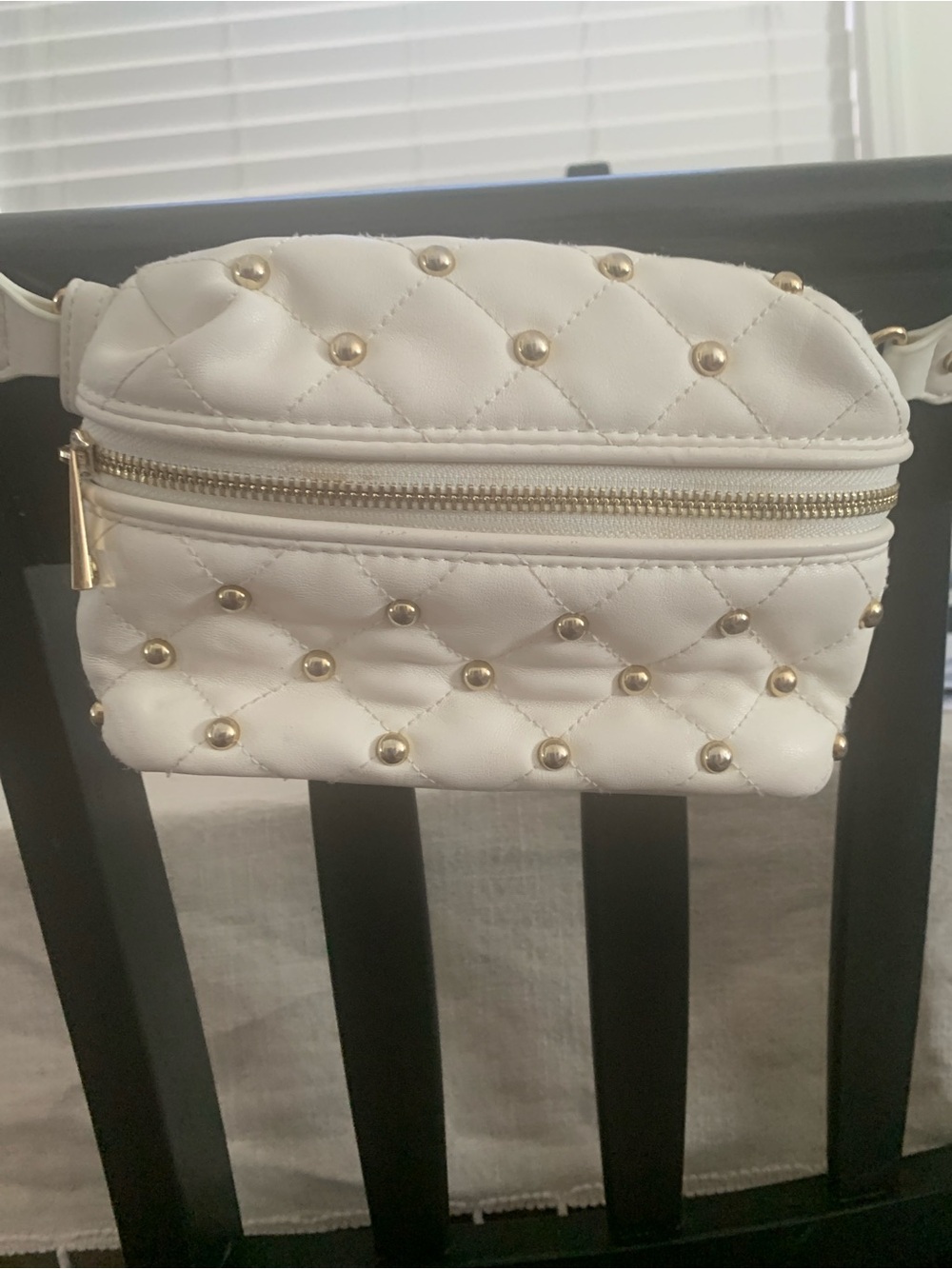 Quilted White Stud Crossbody Belt Bag - Chic Everyday Carry